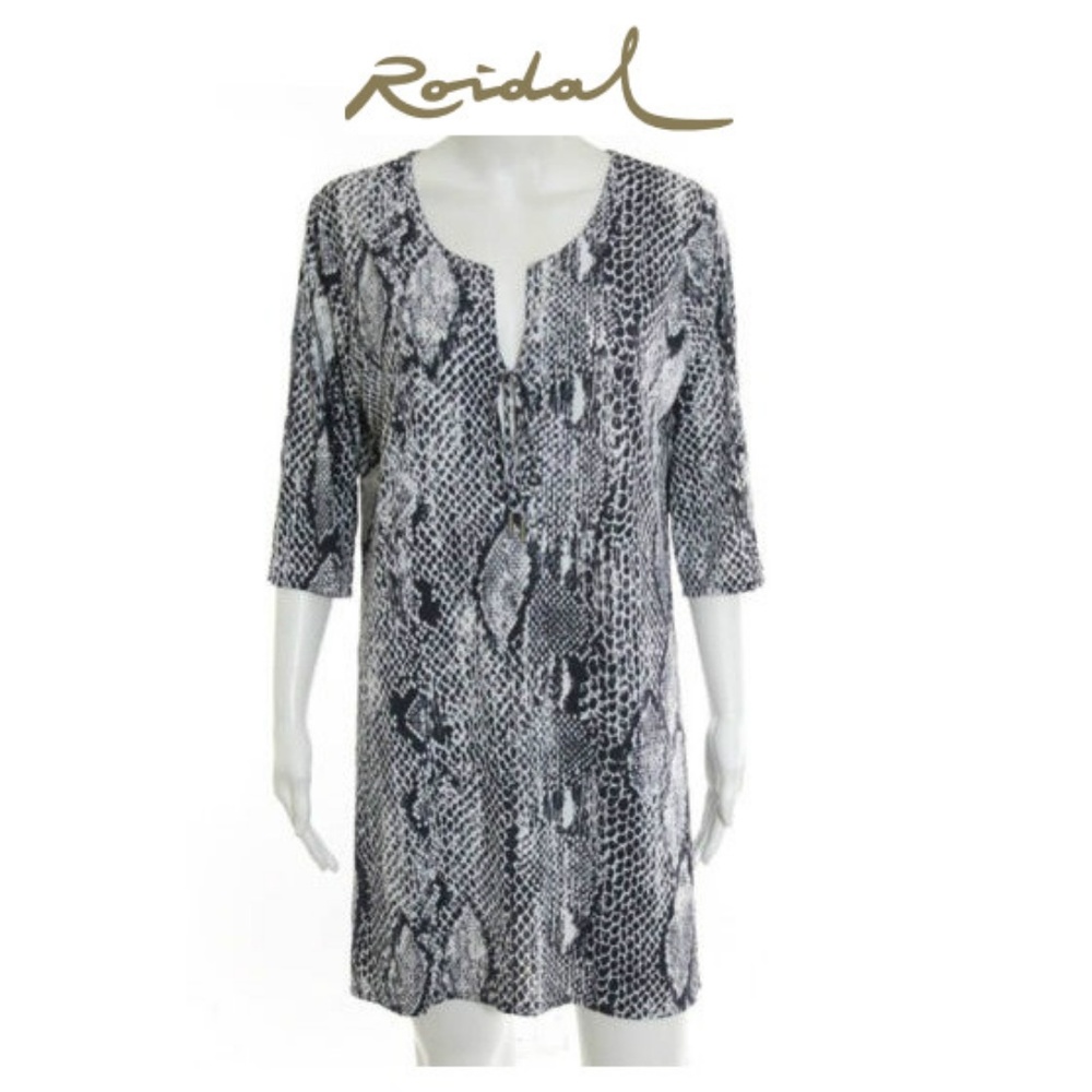 Snakeskin Black & White Tunic Dress LARGE